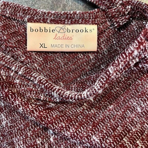 Bobbie Brooks Ladies Red Speckled Button Down Tie Bottom Sweater XL - Picture 9 of 11